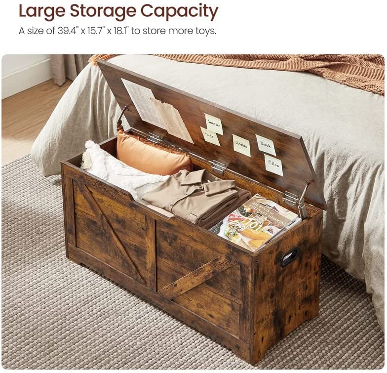 Vasagle Farmhouse Style Storage Bench - Image 4