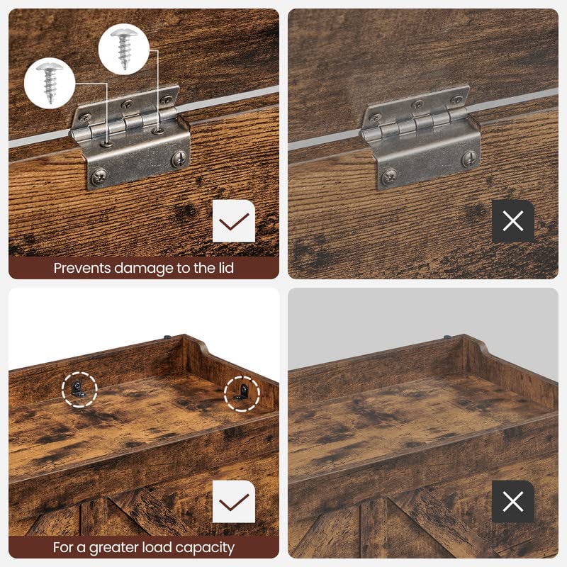 Vasagle Farmhouse Style Storage Bench - Image 5