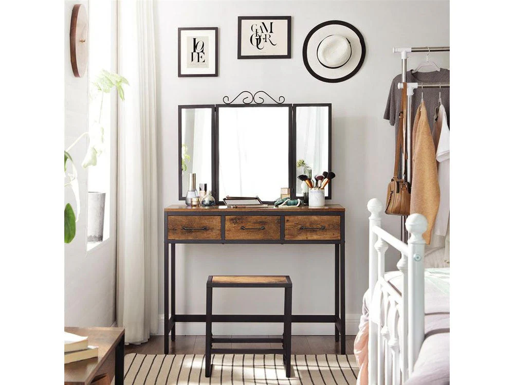 Dressing Table Vanity Table Set with Stool - Image 6