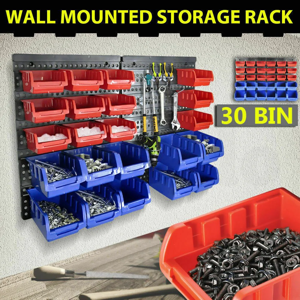 Wall Mounted Garage Organiser / Parts Rack With 30 Bins - Image 3