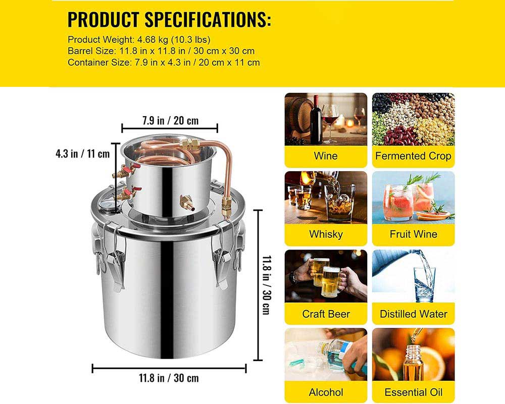Alcohol Distiller Still Water Wine Spirits Brew Home 21L - Image 8