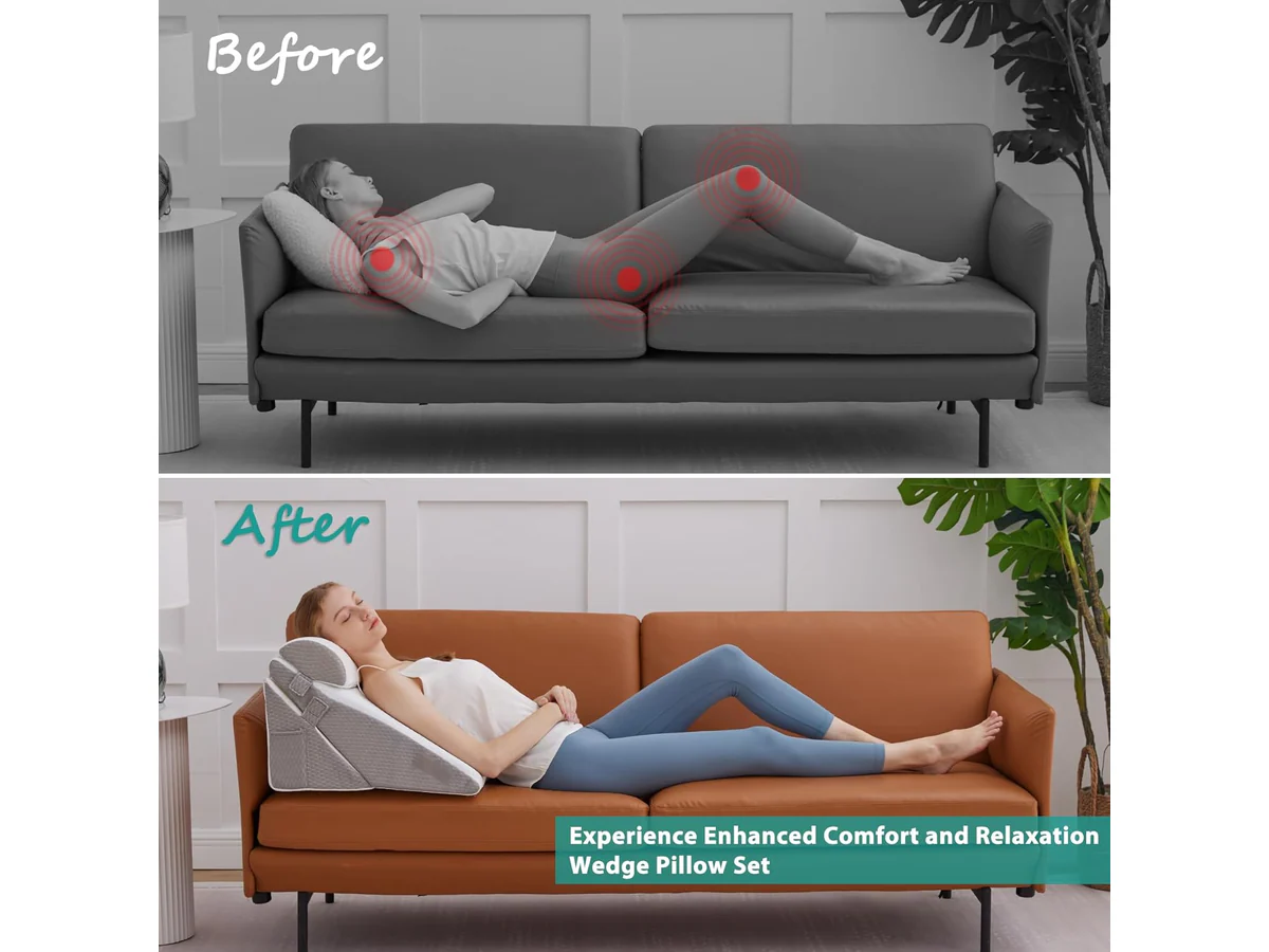 Wedge Pillow Set Memory Foam Bed Cushion - Image 4