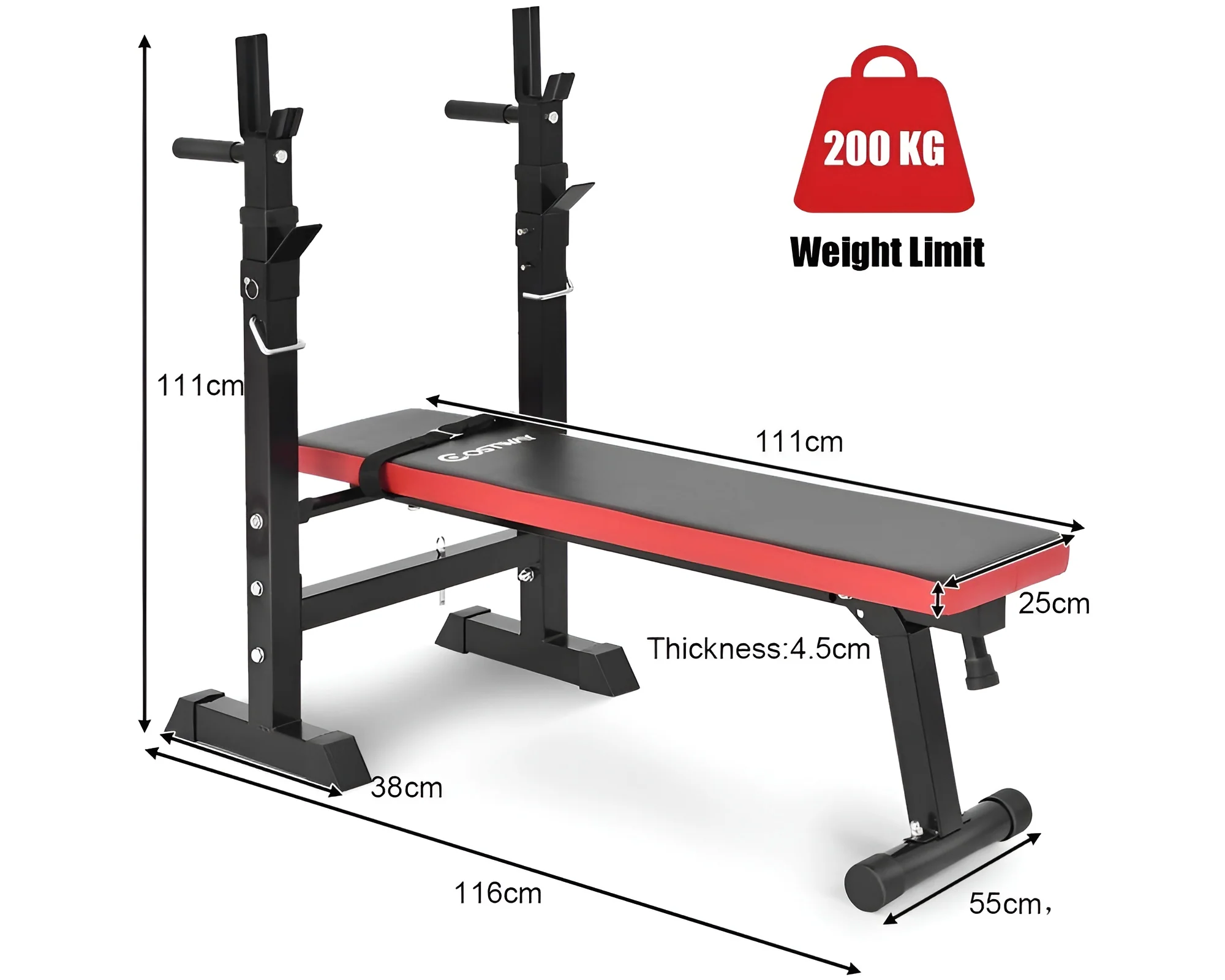 Weight Bench Adjustable Folding Workout Bench Barbell Rest - Image 6