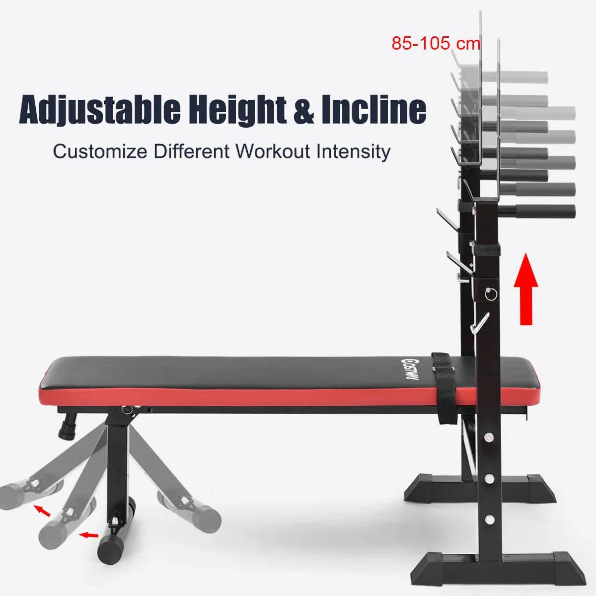 Weight Bench Adjustable Folding Workout Bench Barbell Rest - Image 7