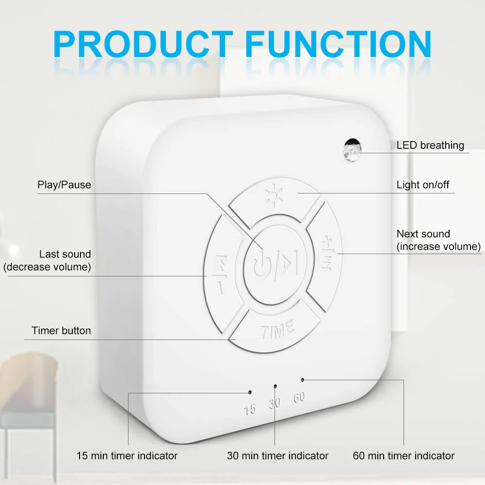 White Noise Machine Noise Sound Machine Soothing Night Light - Image 3