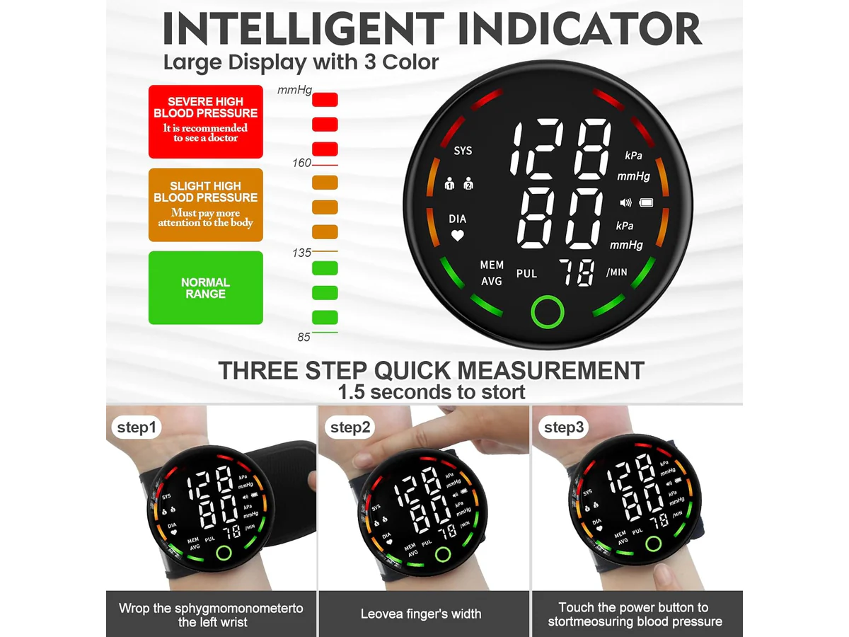Rechargeable Wrist Blood Pressure Monitor - Image 3