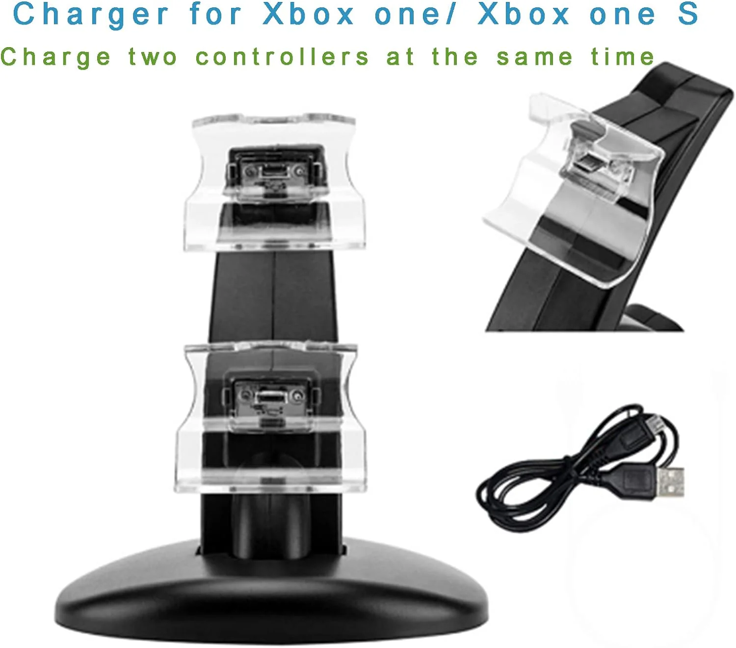 Dual Xbox One Controller Charging Dock with LED Indicator - Image 5
