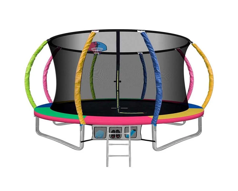 12FT Outdoor Trampoline with Hoop – Round Jumping Set with Safety Enclosure and Ladder - Image 6