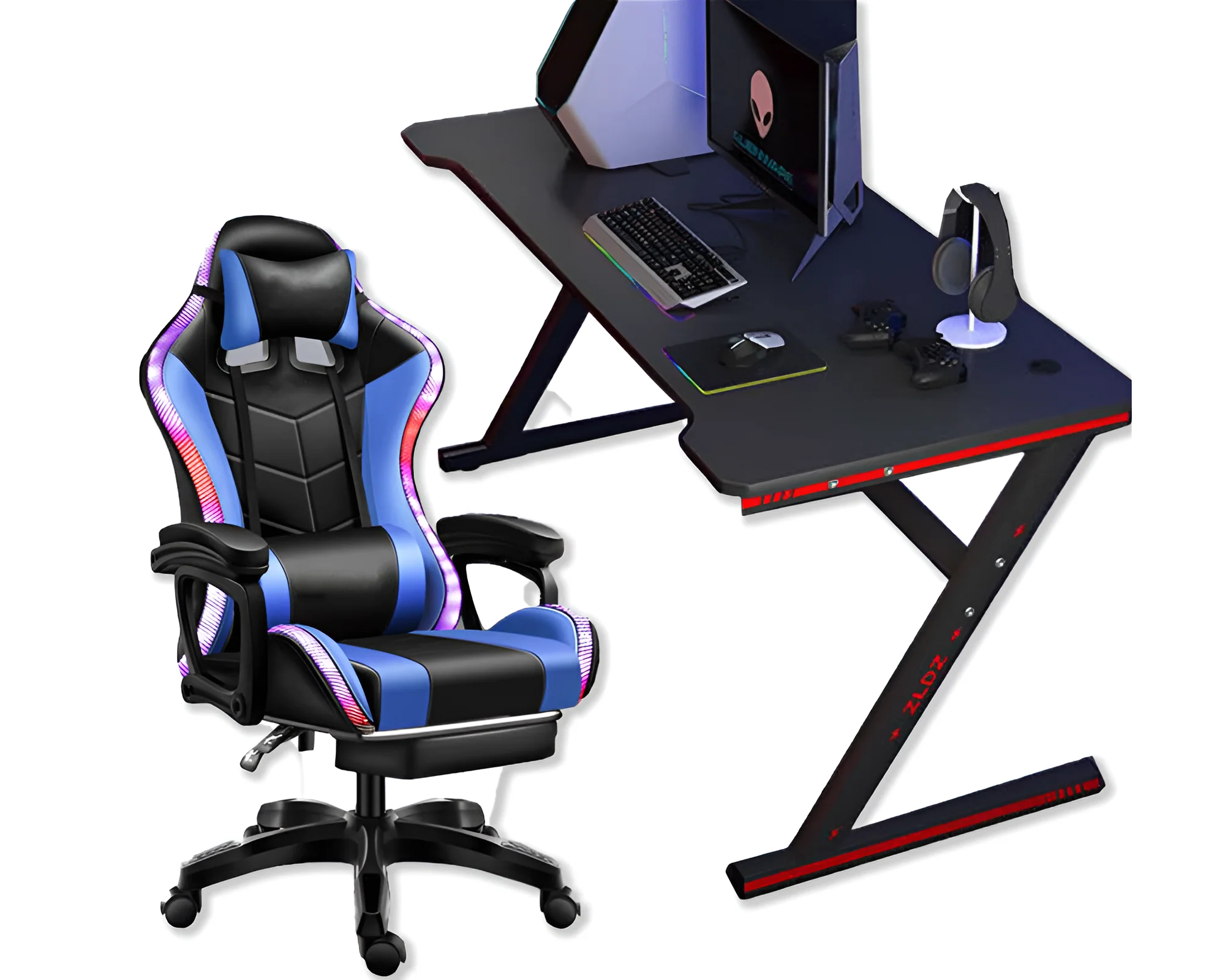Gaming Chair with Desk – Racing Gaming Chair Combo with RGB Lights & Table - Image 7