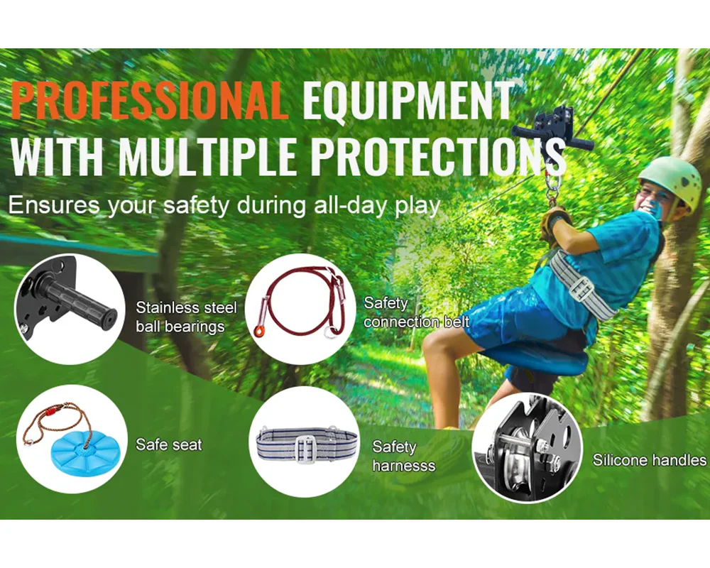 Zipline Kit for 100ft Outdoor Zipline Kit with Seat & Harness - Image 6