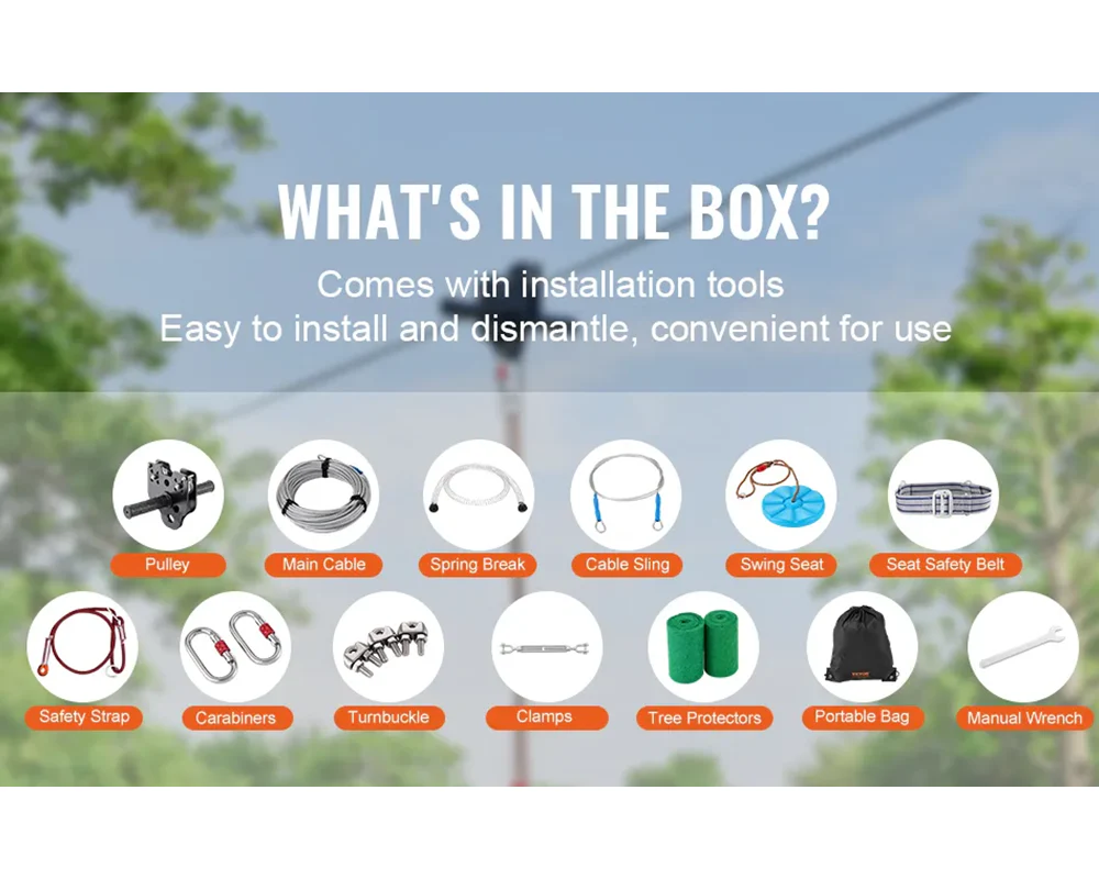 Zipline Kit for 100ft Outdoor Zipline Kit with Seat & Harness - Image 9
